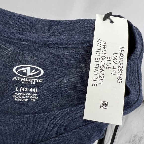 Men's Solid Blue Active T-Shirt ATHLETIC WORKS Short Sleeve Tri Blend Crewneck - Picture 9 of 10